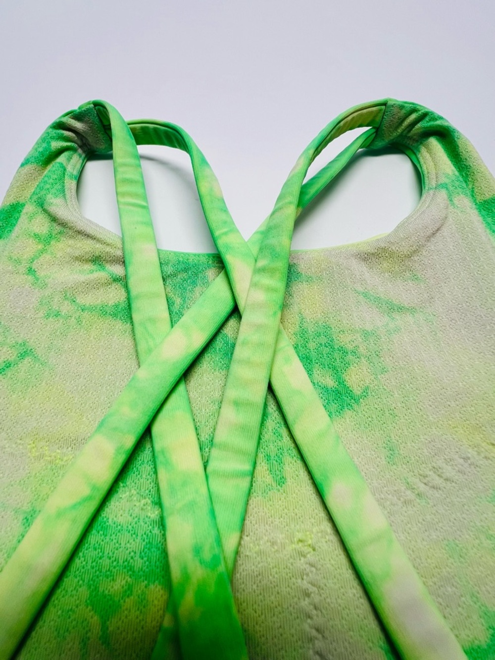 LULULEMON energy Bra Long Line Green Tie Dye Size 6 Strappy Back Medium Support - Picture 8 of 10